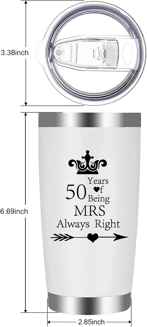 Pack of 2 Wedding 50th Anniversary Tumblers for Couples
